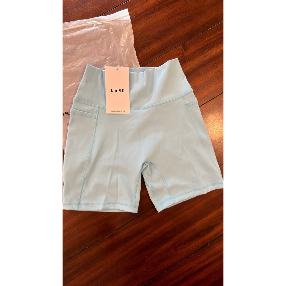 LSKD Fusion Ultra High-Rise 6" Short Pockets Baltic Sea Blue Size XS NEW NWT